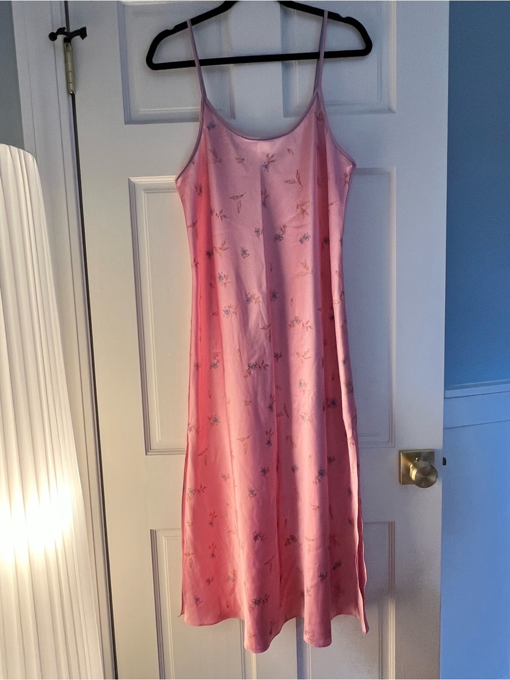 Oscar de la Renta Pink Satin Floral Slip Dress